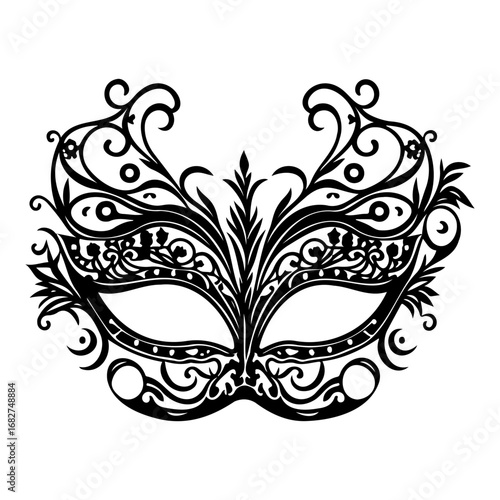 Ornate masquerade mask silhouette revealing mysterious intrigue through intricate design elements