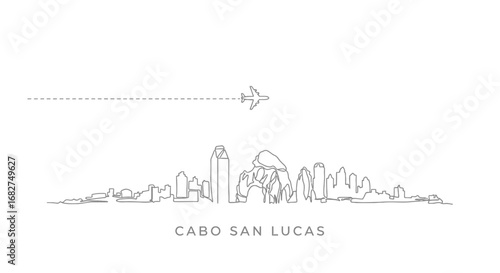 Cabo San Lucas Skyline Plane Minimal.