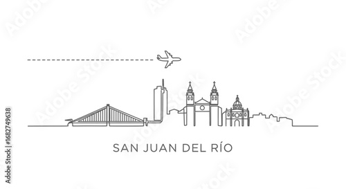 San Juan del Ro with Mexico Skyline Vector.