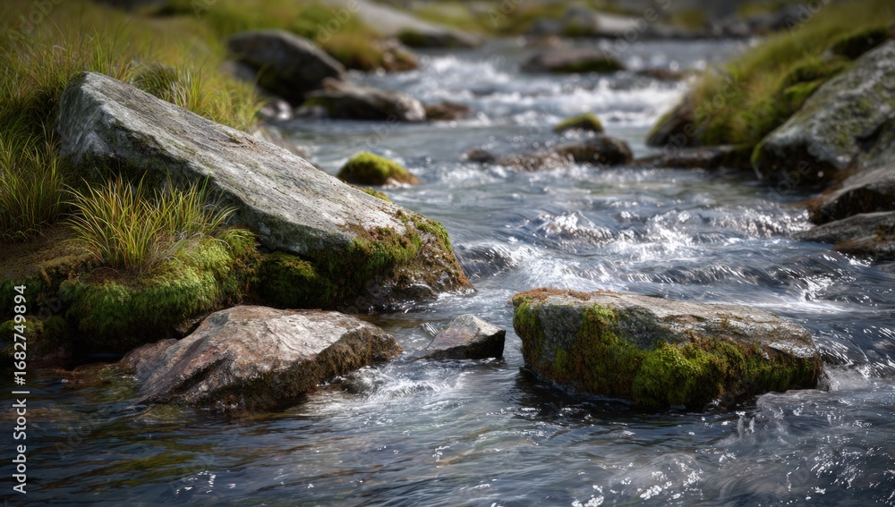 Fototapeta premium Mountain stream flowing over rocks