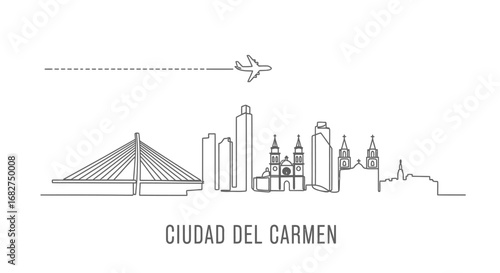 Ciudad Del Carmen Skyline Minimalist Vector.