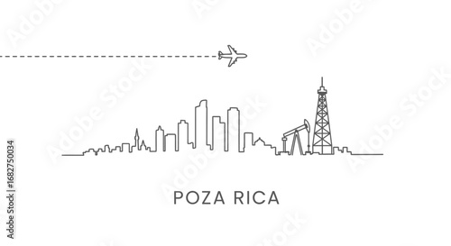 Poza Rica Skyline with Mexico Airplane travel.