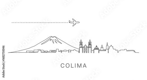 Colima Skyline Minimal Vector Icon Travel.