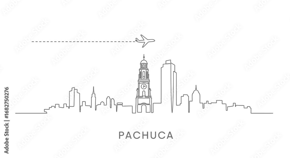 Fototapeta premium Pachuca Skyline Minimalist Cityscape Travel.