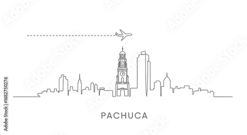 Pachuca Skyline Minimalist Cityscape Travel.