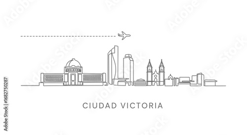 Ciudad Victoria Skyline Mexico Line art.