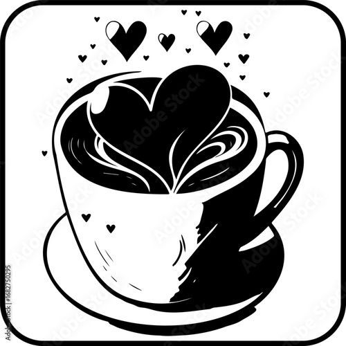 Romantic coffee cup art expressing love and affection in a simple yet elegant design