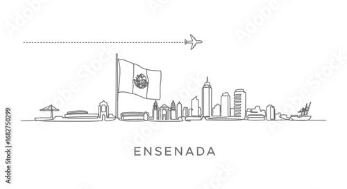 Ensenada Skyline with Mexico Minimalist Vector.