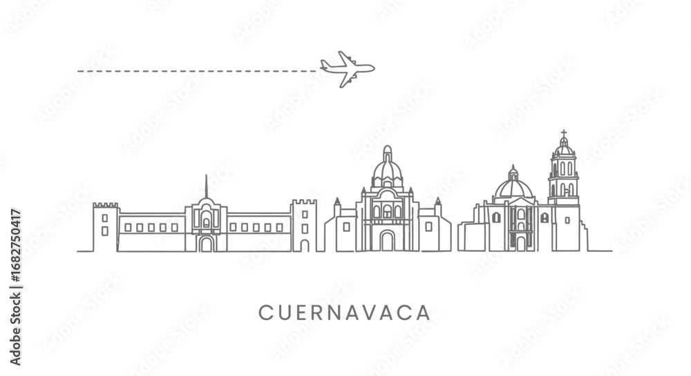 Fototapeta premium Cuernavaca Skyline Plane travel Mexico.