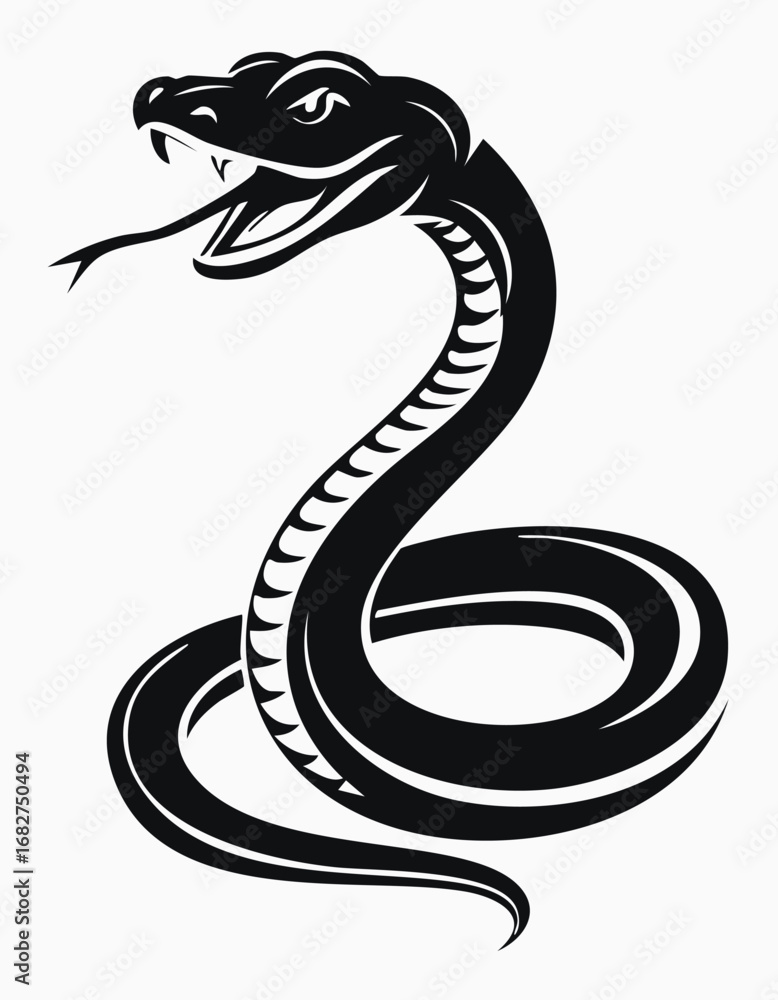 Fototapeta premium Snake Animal Vector Logo in Black and White, Minimalist Simple Design, Perfect for Wildlife Branding, Nature Illustration, and Unique Animal Identity