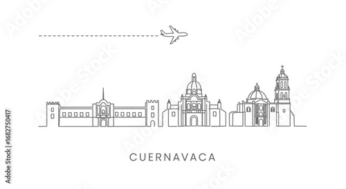 Cuernavaca Skyline Plane travel Mexico.