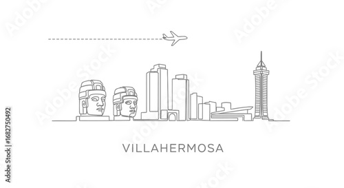 Villahermosa Skyline Minimalist Vector Art.