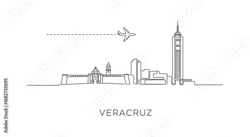 Veracruz Skyline Vector Mexico Cityscape.
