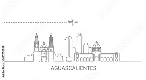 Aguascalientes Skyline Airplane with Mexico.