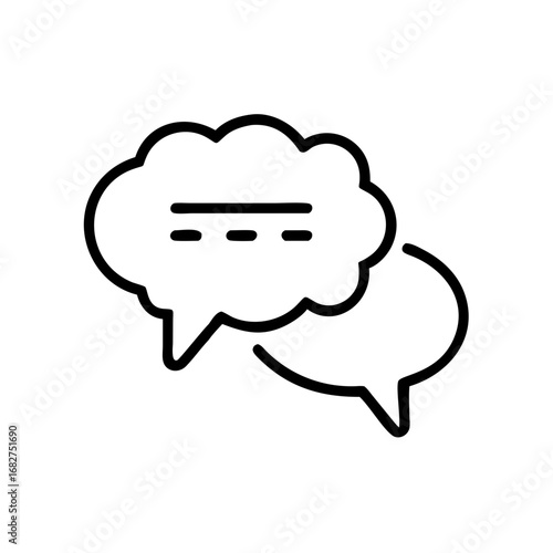 Message icon featuring two speech bubbles in simple line art  