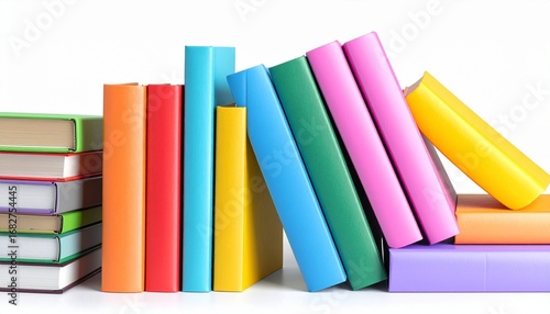colorful books on white 