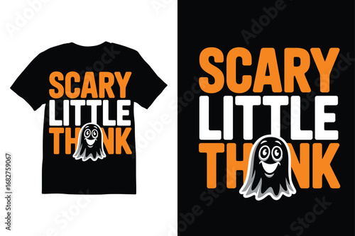 Scary Little Thank Halloween T-Shirt Design vector style 