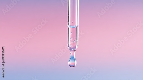 Transparent Dropper with Liquid on Gradient Background
