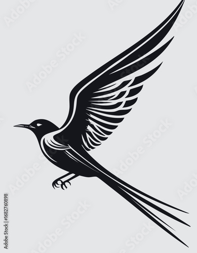 Bird Aves Animal Vector Logo in Black and White, Minimalist and Simple Design, Ideal for Wildlife Branding, Nature Illustration, and Unique Animal Identity
