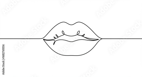 Elegant single line art depicts sensual lips, conveying beauty and modern style.