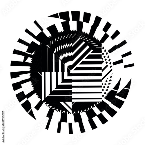 modern op art background, creative geometric pattern, symbol, vector design element