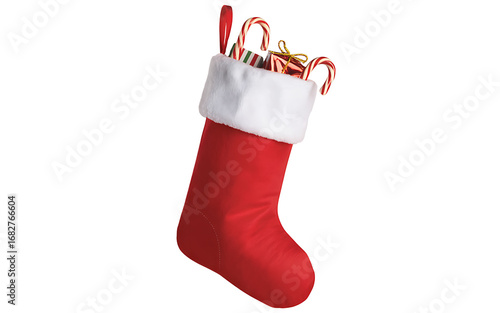 Christmas stocking isolated on transparent background