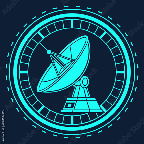 Futuristic Turquoise Satellite Dish with Abstract Design.