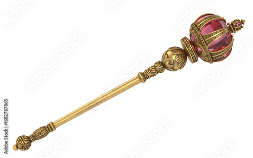 Ornate scepter isolated on transparent background