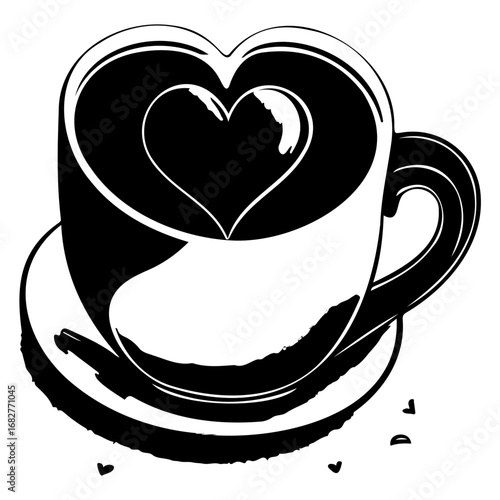 Whimsical heart shaped coffee cup illustration evoking warmth romance and simple pleasure inviting