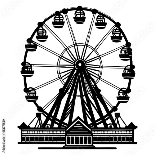 Whimsical Silhouette of a Ferris Wheel Depicting Joy and Nostalgia at Amusement Park Featuring