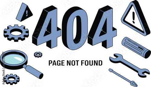 404 page not found error with tools and gears broken link
