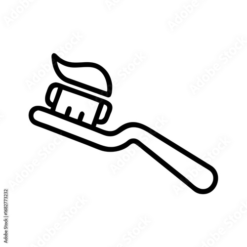 Illustration of a toothbrush with toothpaste on the bristles for dental hygiene and oral care routine