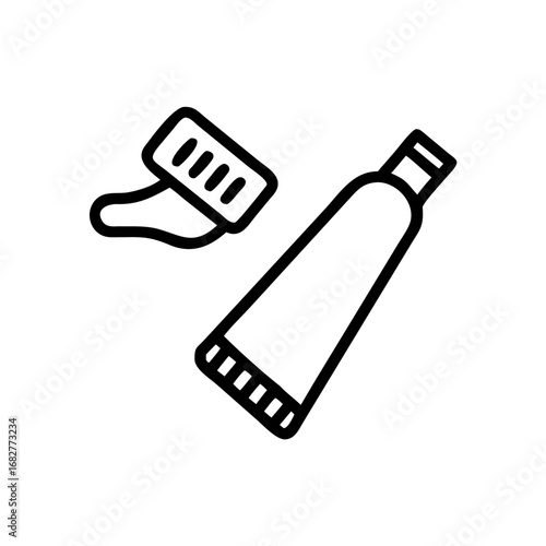 Outline illustration of a tube of ointment with applicator showing product on white background view