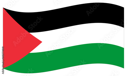 Waving Rectangle Palestine Flag Asian Country
