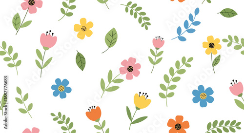 Wallpaper Mural WebAdobe illustrator artwork vector illustration. A vibrant, seamless pattern with colorful, whimsical flowers and foliage, perfect for fabric, wallpaper, and digital designs Torontodigital.ca