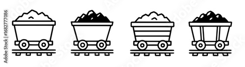 Four carts with coal on railways