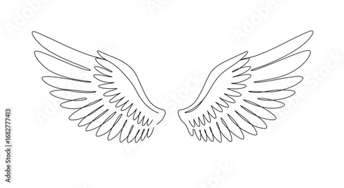 Angel wings outline illustration