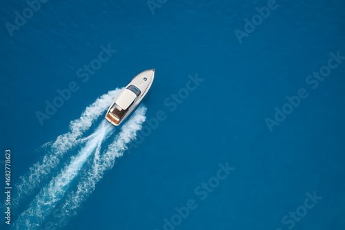 Speedboat racing across the Mediterranean blue