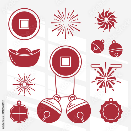 A set of Chinese Coin flat design concept on simplicity, elegance, and ease of recognition.