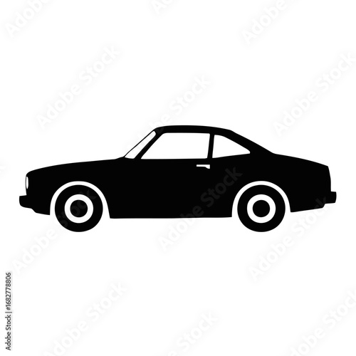 Vector art of black muscle car side view, a classic vehicle for speed and performance design