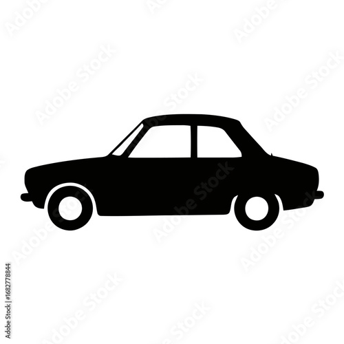Vector art of side view of a classic sedan car silhouette, showcasing its iconic design and style
