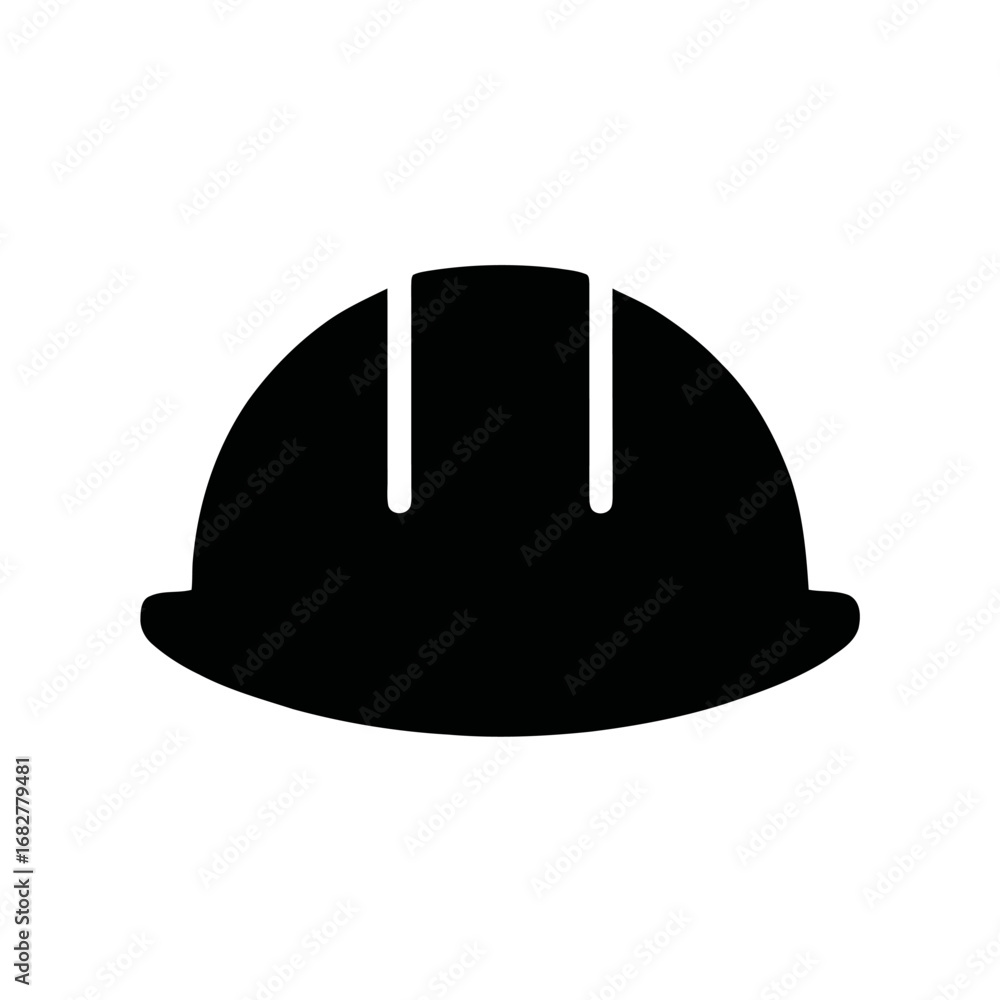 Fototapeta premium Vector art of black construction helmet, a symbol of safety and protection