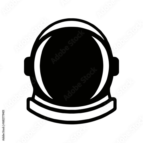 Illustration of a black astronaut helmet, representing space travel and exploration