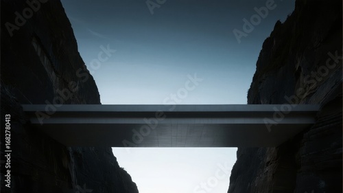 Modern Bridge Spanning Between Two Rock Formations