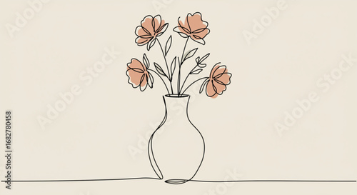 Simple vase with flowers sketch