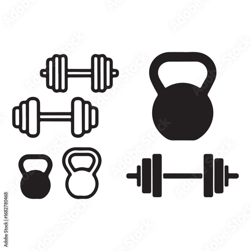 Bodybuilding and powerlifting equipment symbols