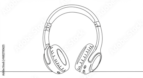 Wireless headphones line art illustration