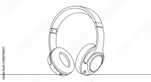 Wireless headphones outline sketch