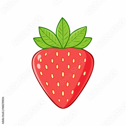 fresh strawberry fruits with leaves isolated white background ,illustration vector