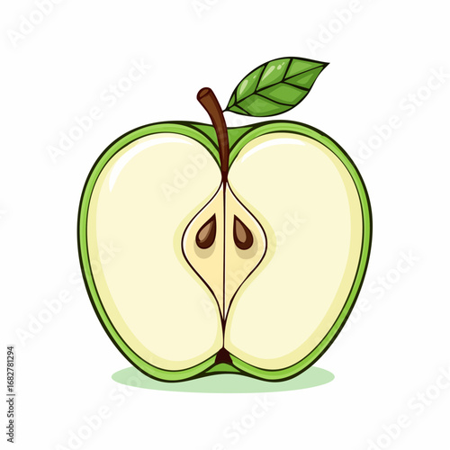 green apples slice isolated white background ripe fresh apples clipping path ,illustration vector